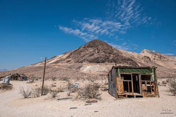 Abandoned structures located at the Goldwell Open Air Museum in Nevada