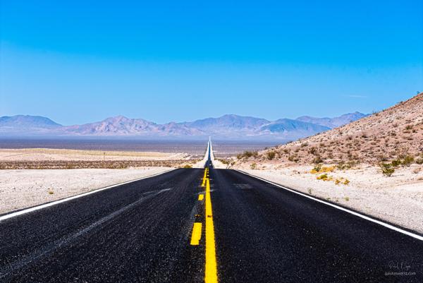 Looking down the road at what lies ahead in Death Valley.