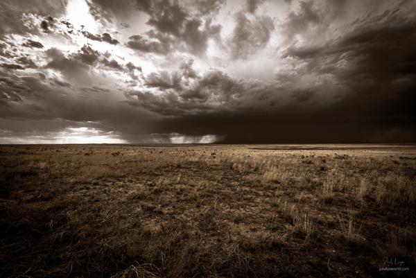 A rare storm cell rolling through the desert outside of Corona, NM.